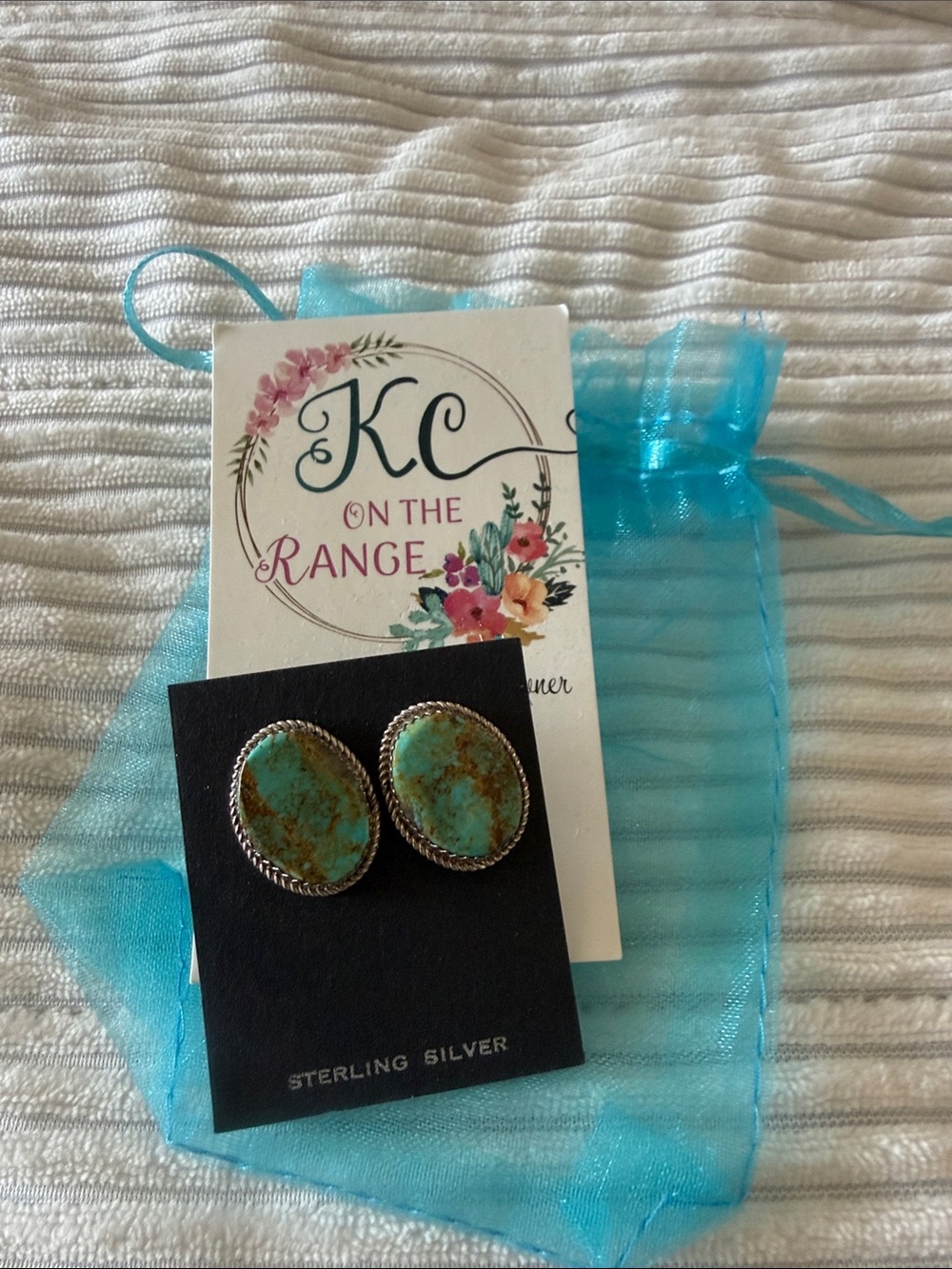 Turquoise Sterling Silver Oval Stud Earrings